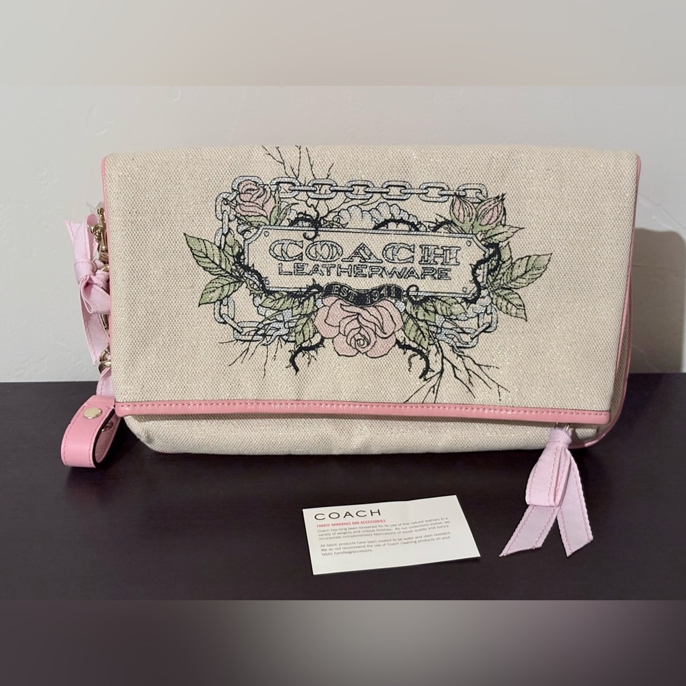 Coach Floral Chain Canvas Wristlet Y2K - Picture 2 of 12